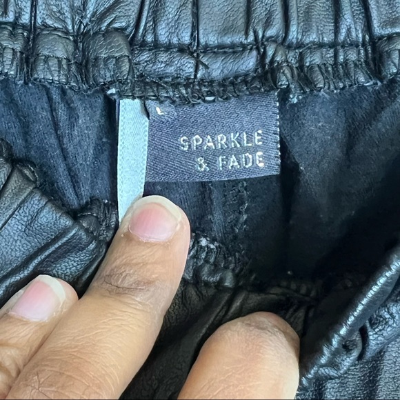 EUC UO Sparkle & Fade Black Faux Leather Joggers - Picture 9 of 10